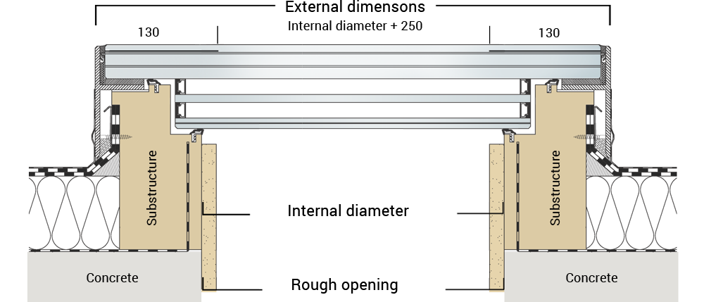 Technical drawing CIRCULAR WALK-ON